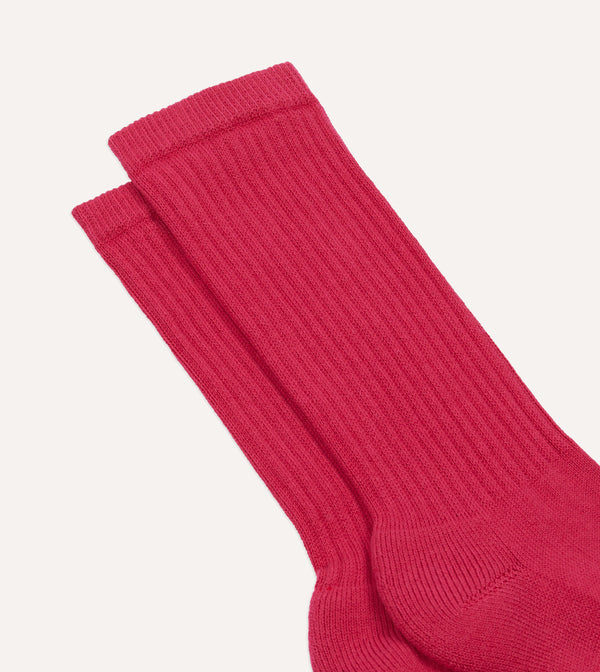 Drake's Pink Cotton Sports Socks