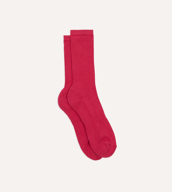 drake's Pink Cotton Sports Socks