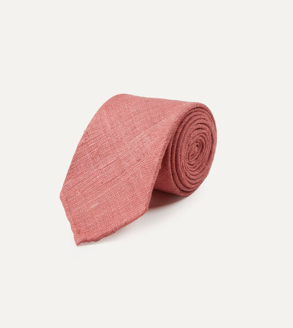 Drake's Pink Tussah Hand Rolled Silk Tie