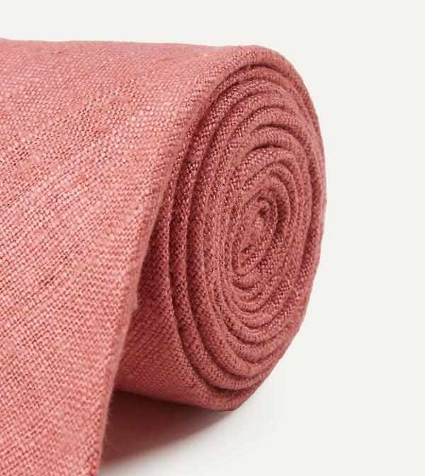 Drake's Pink Tussah Hand Rolled Silk Tie