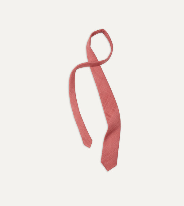 Drake's Pink Tussah Hand Rolled Silk Tie