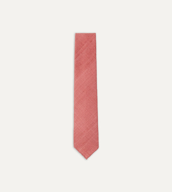 drake's Pink Tussah Hand Rolled Silk Tie