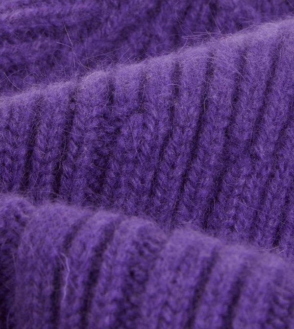 Drake's Purple Angora Lambswool Ribbed Knit Cap