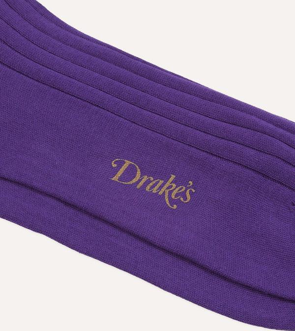 Drake's Purple Cotton Mid-Calf Socks