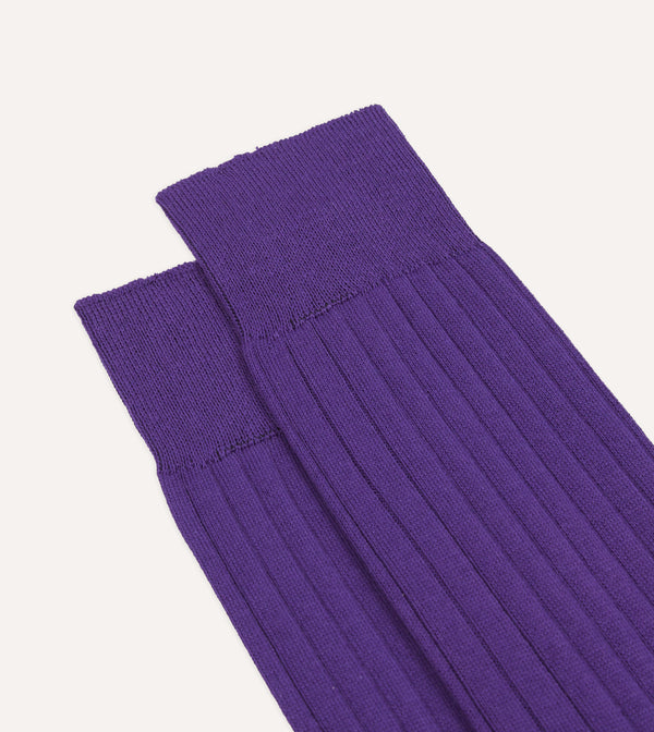 Drake's Purple Cotton Mid-Calf Socks