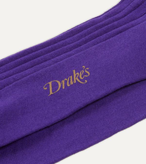 Drake's Purple Cotton Over-the-Calf Socks