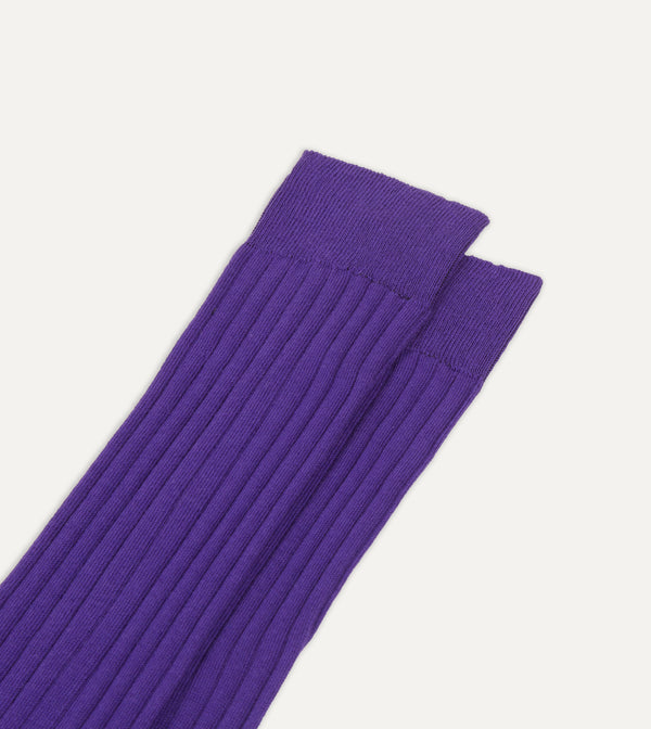 Drake's Purple Cotton Over-the-Calf Socks