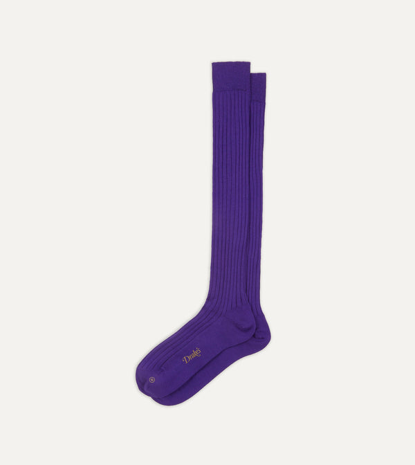Drake's Purple Cotton Over-the-Calf Socks