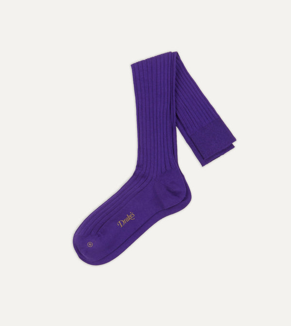 drake's Purple Cotton Over-the-Calf Socks