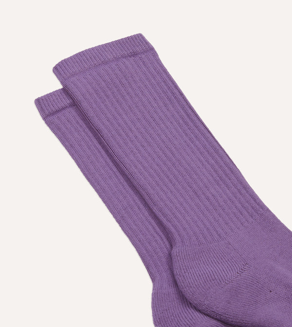 Drake's Purple Cotton Sports Socks