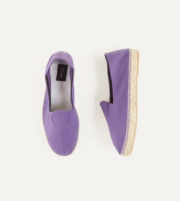 Drake's Purple Herringbone Cotton Espadrilles