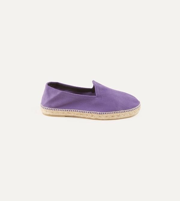 Drake's Purple Herringbone Cotton Espadrilles