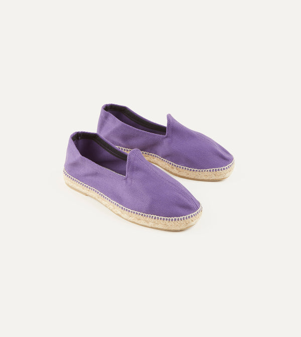 drake's Purple Herringbone Cotton Espadrilles