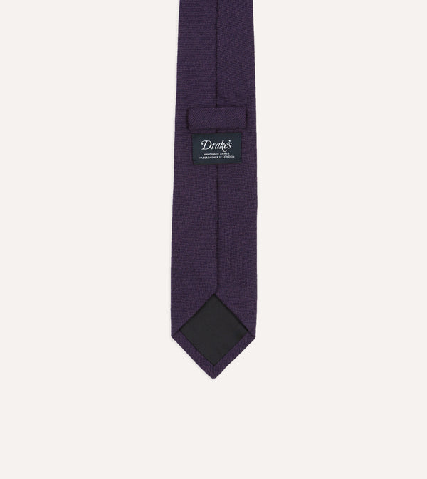 Drake's Purple Pure Cashmere Solid Tipped Tie