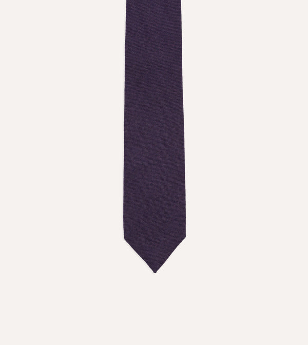 Drake's Purple Pure Cashmere Solid Tipped Tie