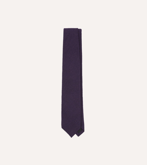 drake's Purple Pure Cashmere Solid Tipped Tie
