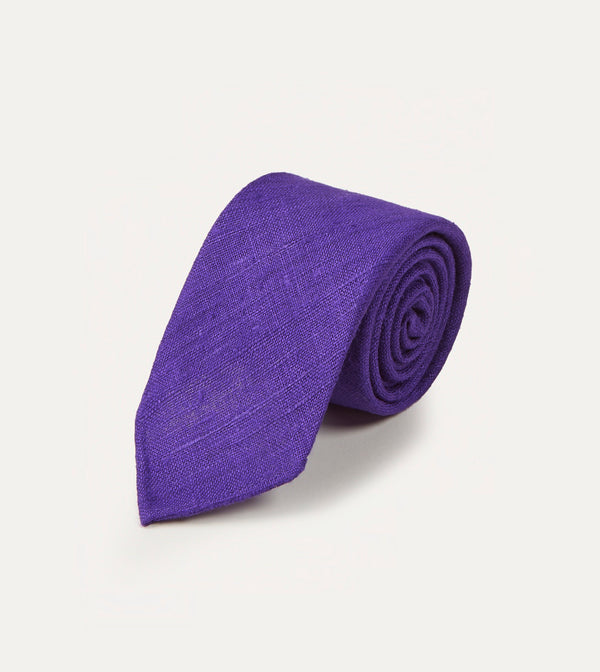 Drake's Purple Tussah Hand Rolled Silk Tie