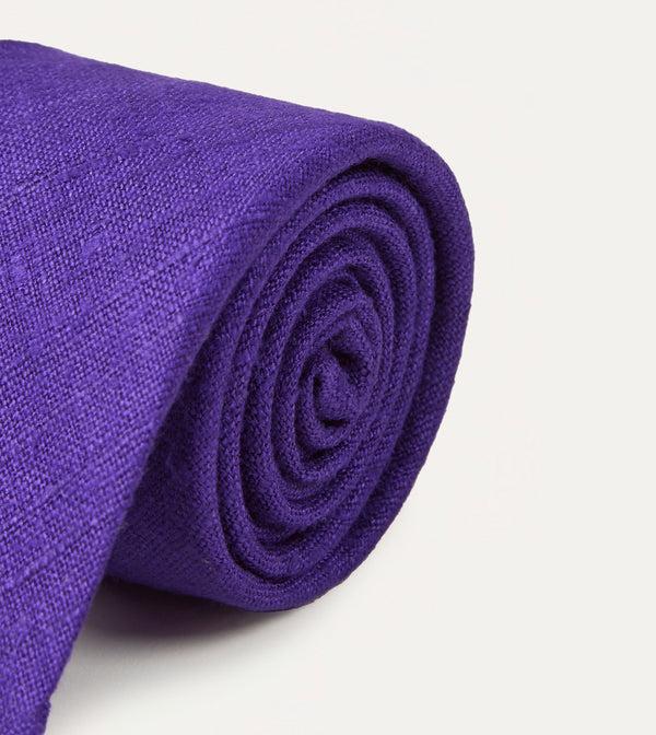 Drake's Purple Tussah Hand Rolled Silk Tie