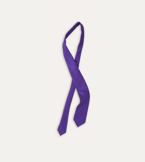 Drake's Purple Tussah Hand Rolled Silk Tie