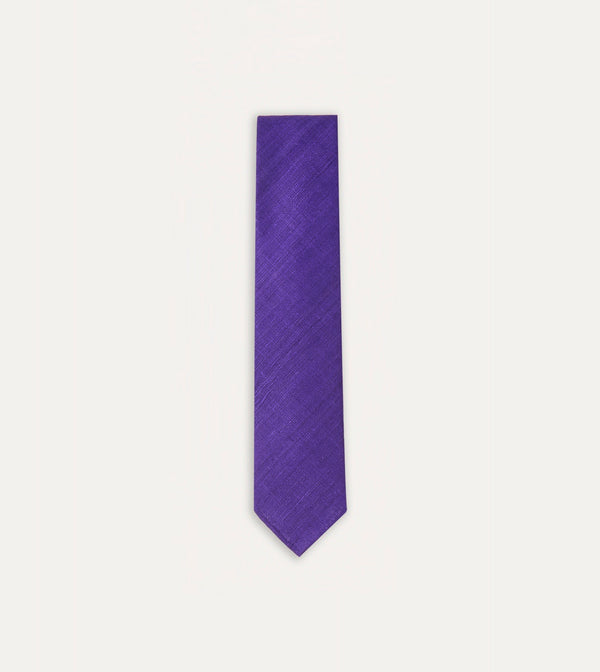 drake's Purple Tussah Hand Rolled Silk Tie