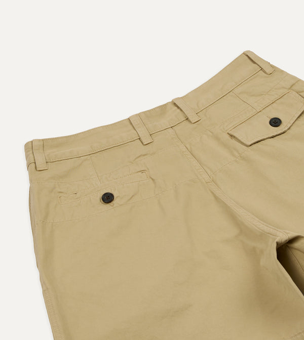Drake's Putty Cotton Wide Leg Double-Pleat Shorts
