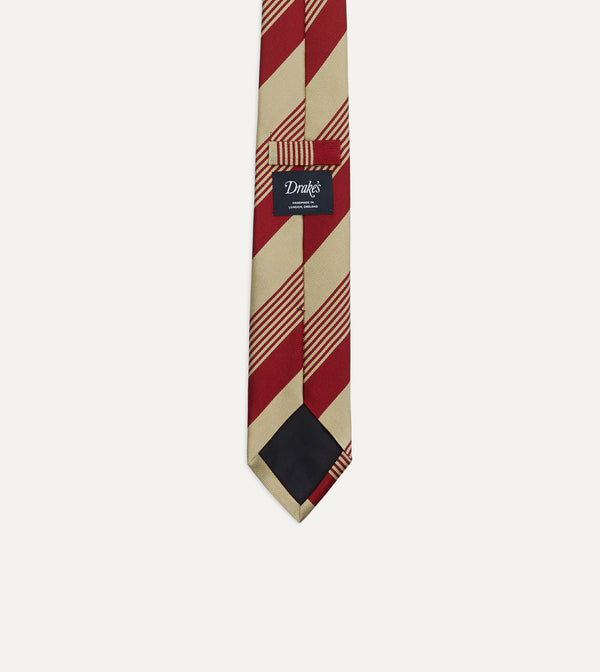 Drake's Red And Gold Multi Stripe Silk Tipped Tie