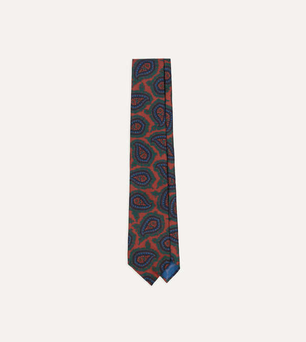 drake's Red Big Paisley Print 40oz Madder Silk Tie