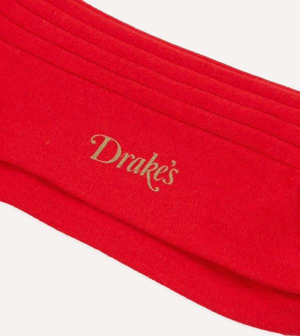 Drake's Red Cotton Mid-Calf Socks