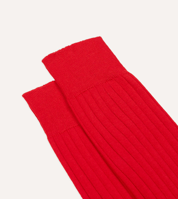 Drake's Red Cotton Mid-Calf Socks