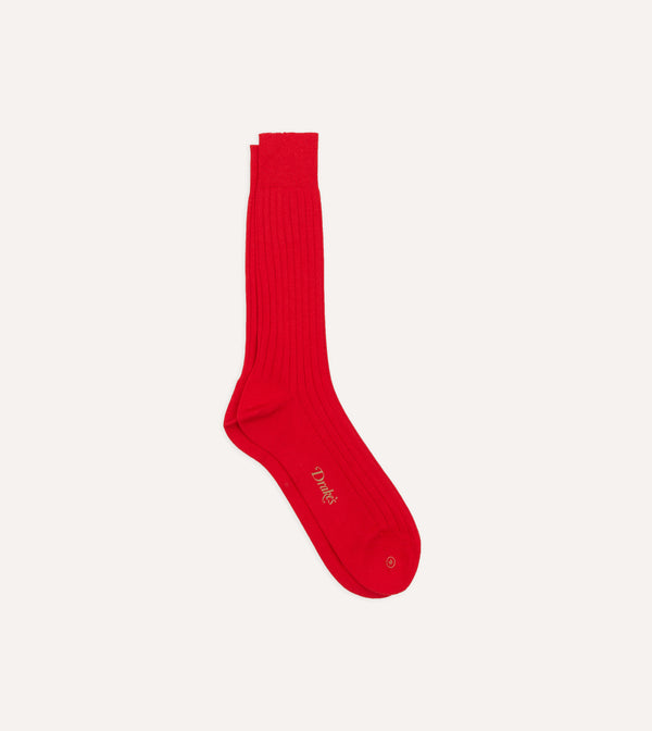 drake's Red Cotton Mid-Calf Socks