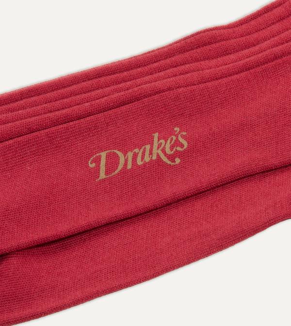 Drake's Red Cotton Over-the-Calf Socks