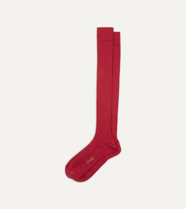 Drake's Red Cotton Over-the-Calf Socks