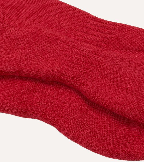 Drake's Red Cotton Sports Socks