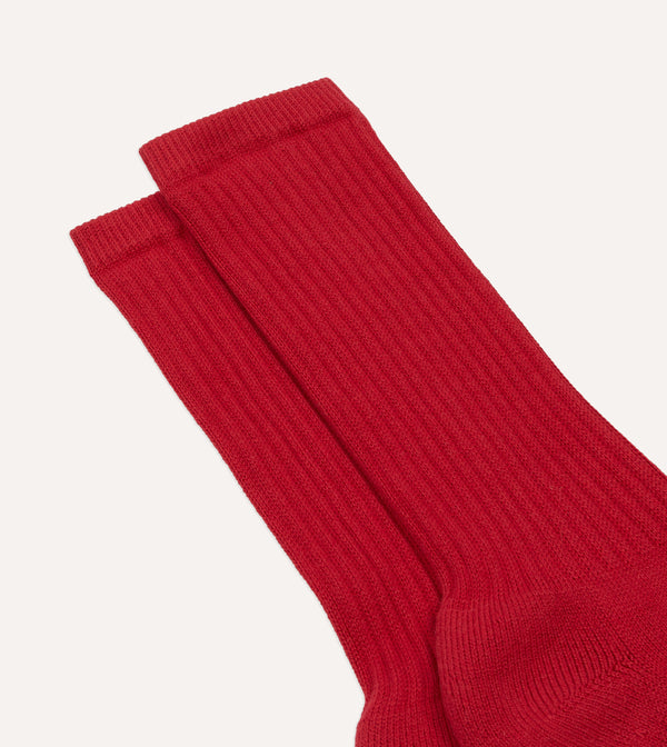 Drake's Red Cotton Sports Socks