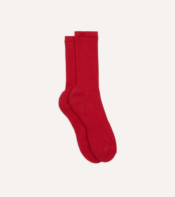 drake's Red Cotton Sports Socks