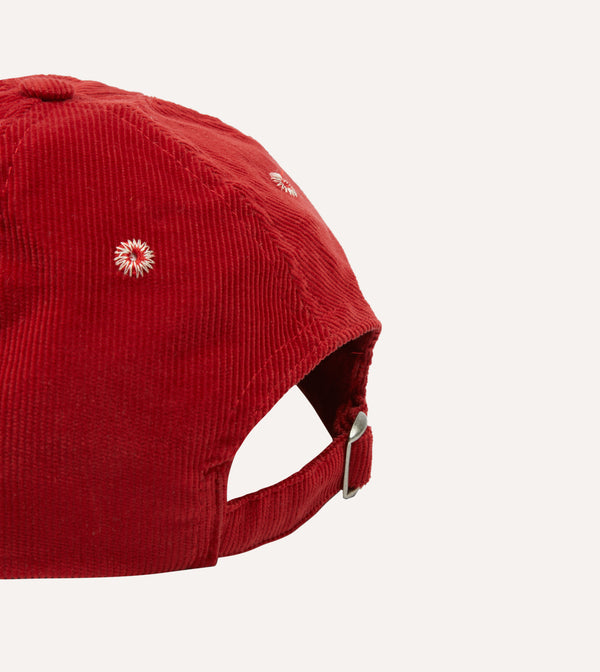 Drake's Red 'D' Emblem Cotton Corduroy Baseball Cap