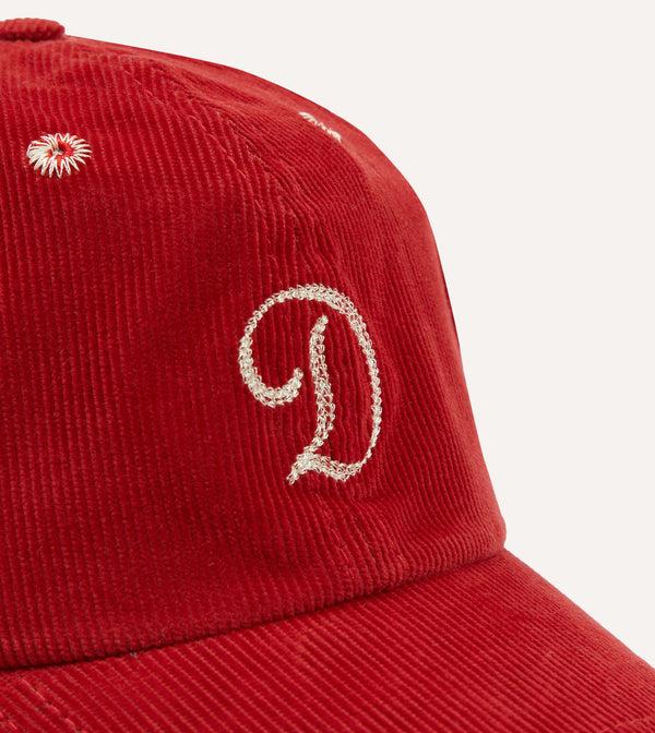 Drake's Red 'D' Emblem Cotton Corduroy Baseball Cap