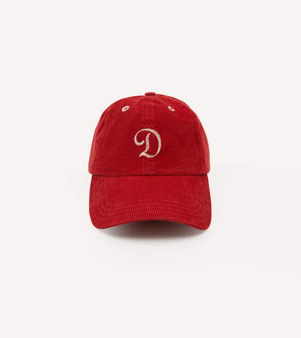 drake's Red 'D' Emblem Cotton Corduroy Baseball Cap