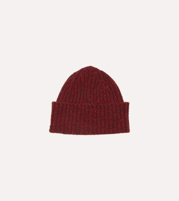 drake's Red Donegal Ribbed Merino Knit Cap