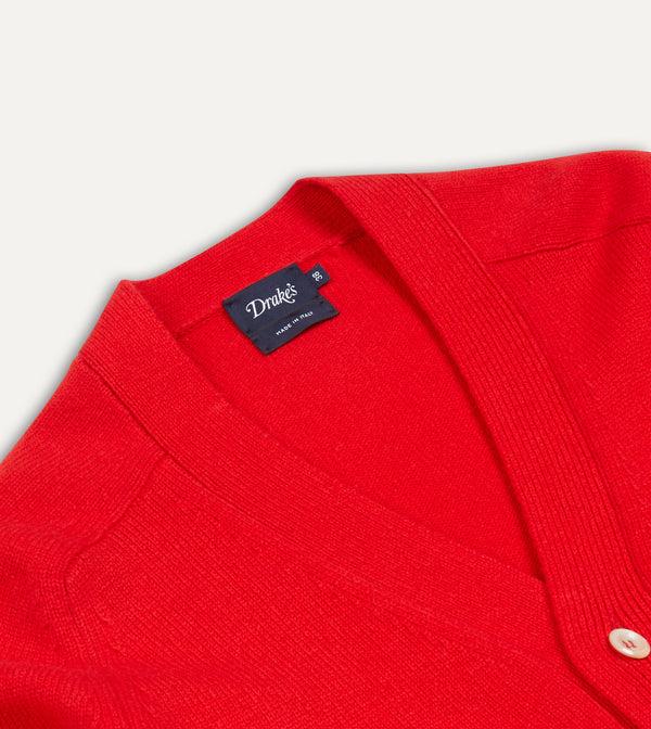 Drake's Red Lambswool 6 Button Cardigan