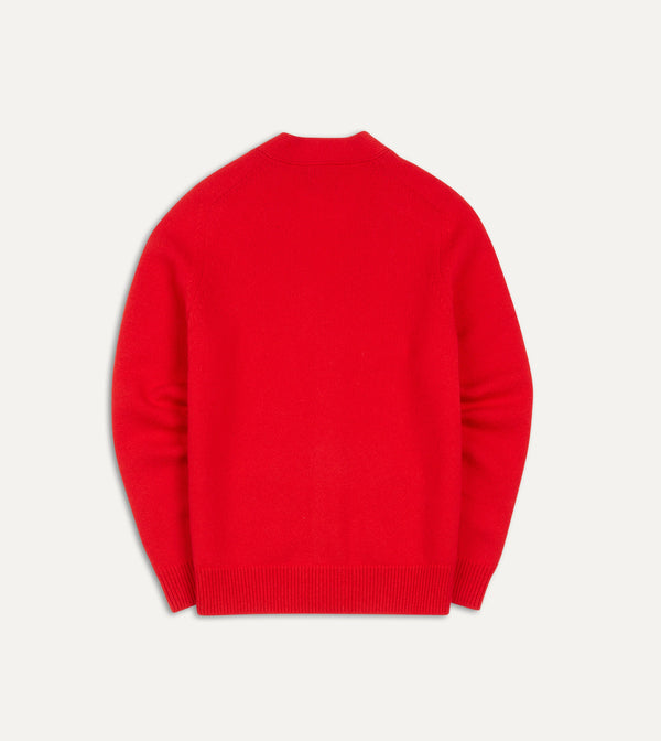 Drake's Red Lambswool 6 Button Cardigan