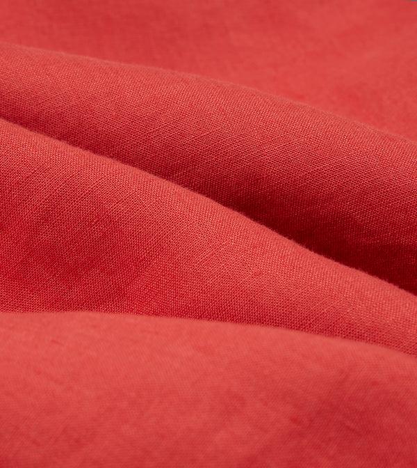 Drake's Red Linen Spread Collar Shirt