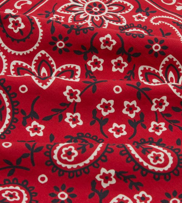 Drake's Red Paisley Print Cotton Bandana