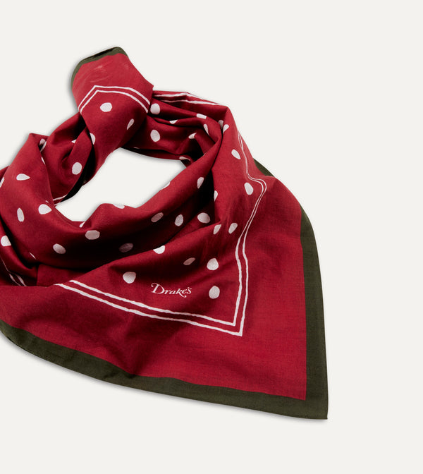 Drake's Red Polka Dot Print Bandana