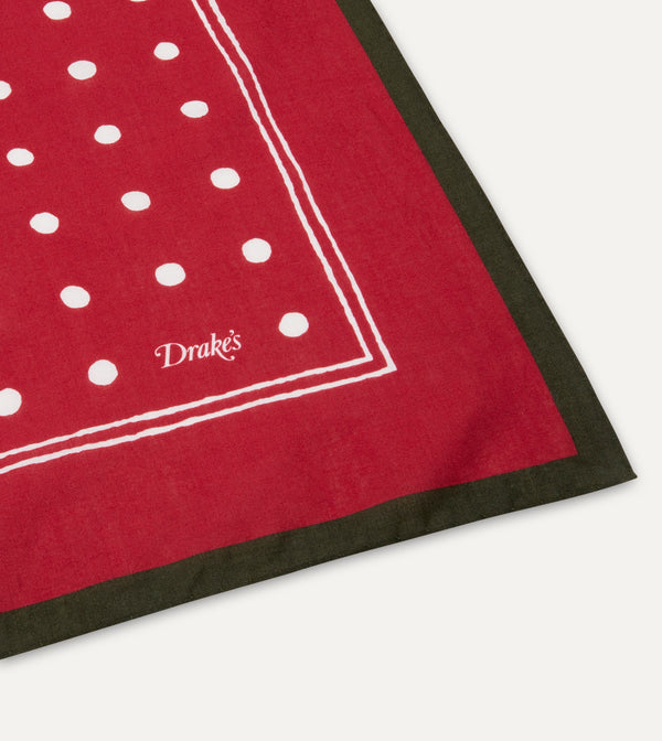Drake's Red Polka Dot Print Bandana