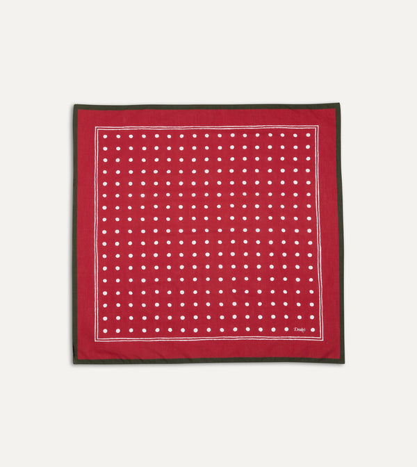 drake's Red Polka Dot Print Bandana