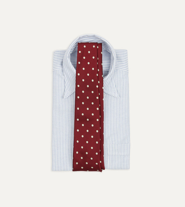 Drake's Red Polka Dot Silk Tipped Tie
