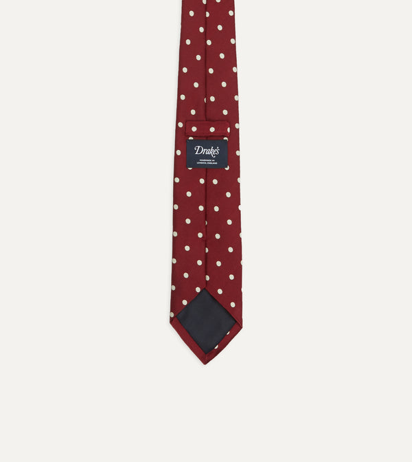 Drake's Red Polka Dot Silk Tipped Tie