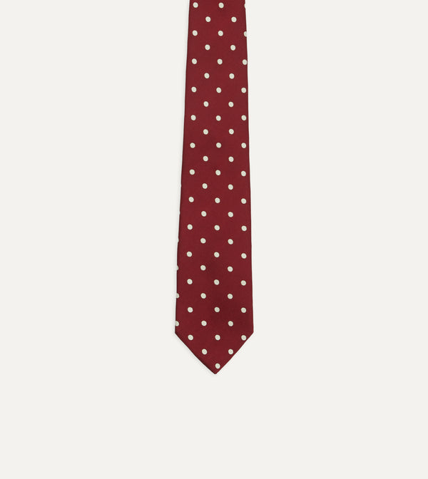 Drake's Red Polka Dot Silk Tipped Tie