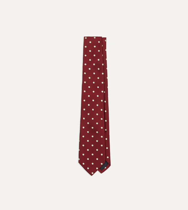 drake's Red Polka Dot Silk Tipped Tie